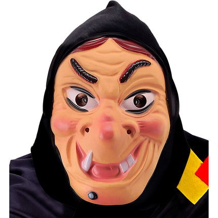 Masque d'Halloween sorcière noire avec foulard