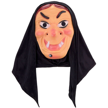 Masque d'Halloween sorcière noire avec foulard