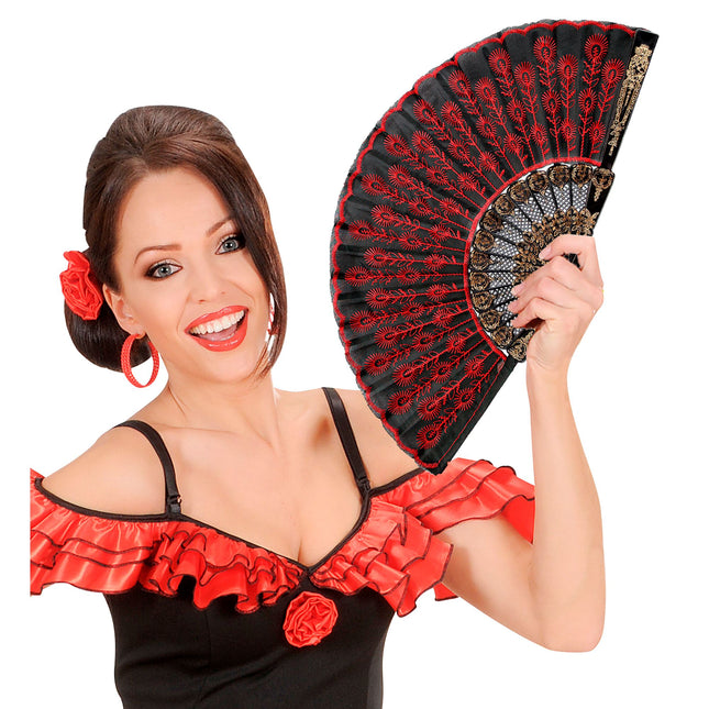 Eventail espagnol Rouge Noir