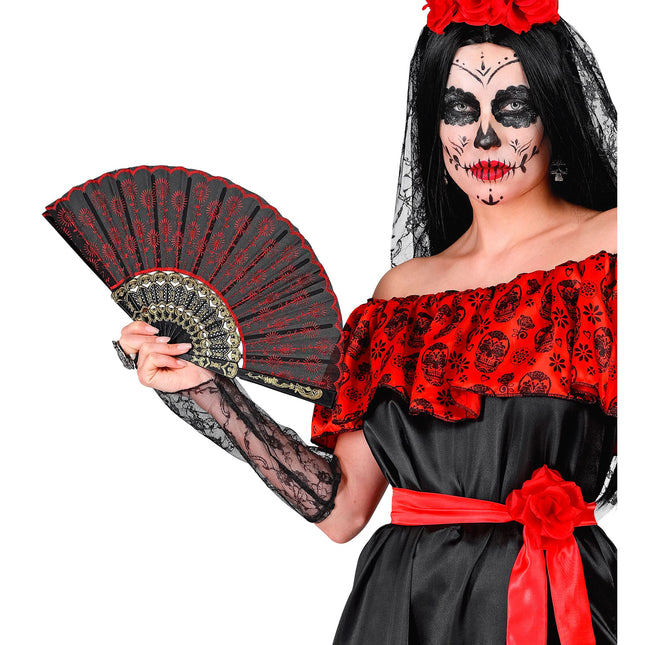 Eventail espagnol Rouge Noir