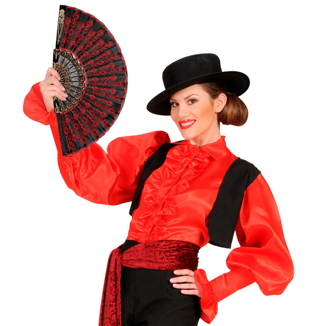 Eventail espagnol Rouge Noir
