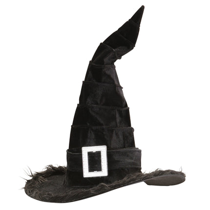Chapeau de sorcière d'Halloween noir avec boucle