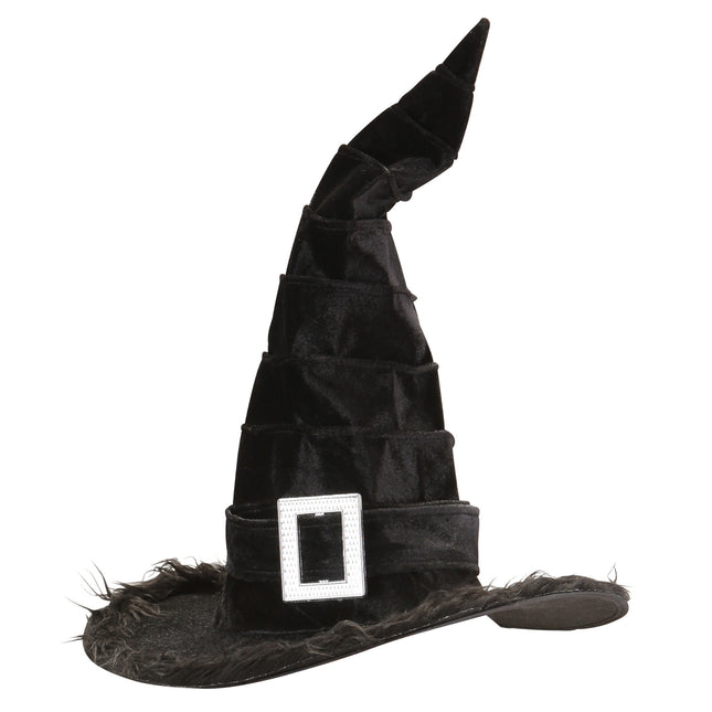 Chapeau de sorcière d'Halloween noir avec boucle