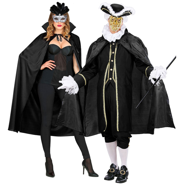 Cape d'Halloween Noire avec Col 1.3m
