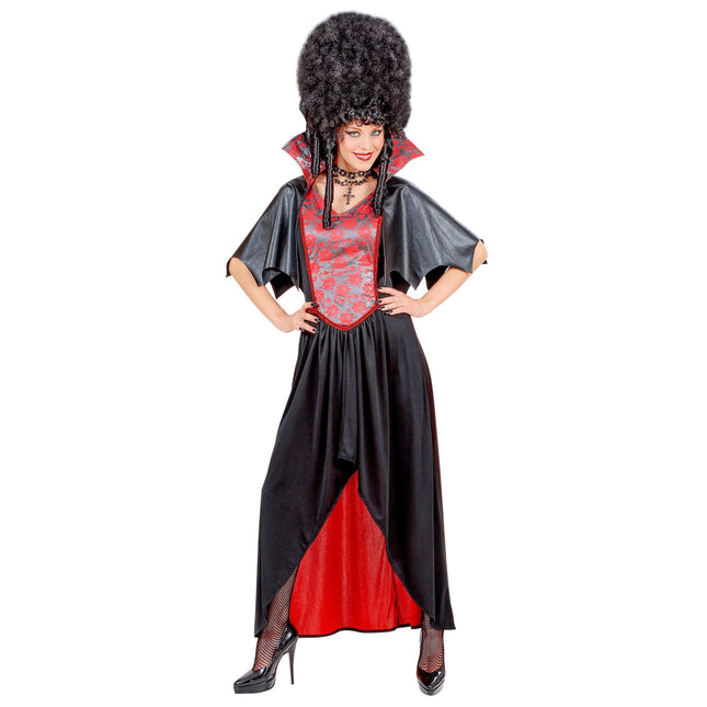 Robe d'Halloween Noir Rouge Dames Vampire 2 pièces