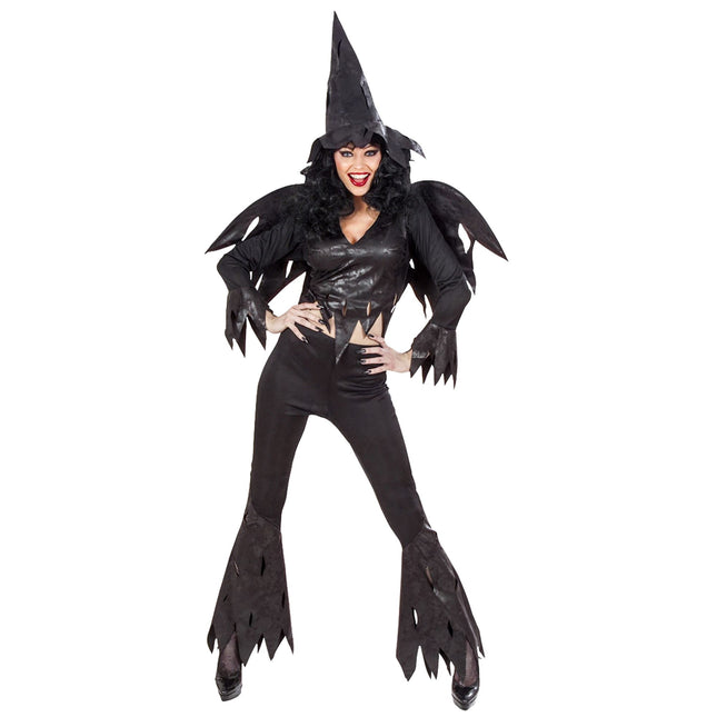 Costume d'Halloween Femme noire sorcière 4 pièces