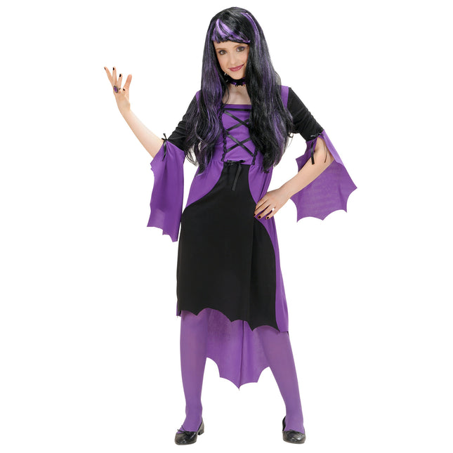 Robe d'Halloween Noir Violet Fille Sorcière