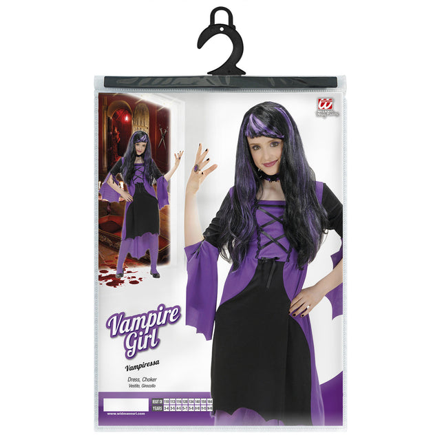 Robe d'Halloween Noir Violet Fille Sorcière