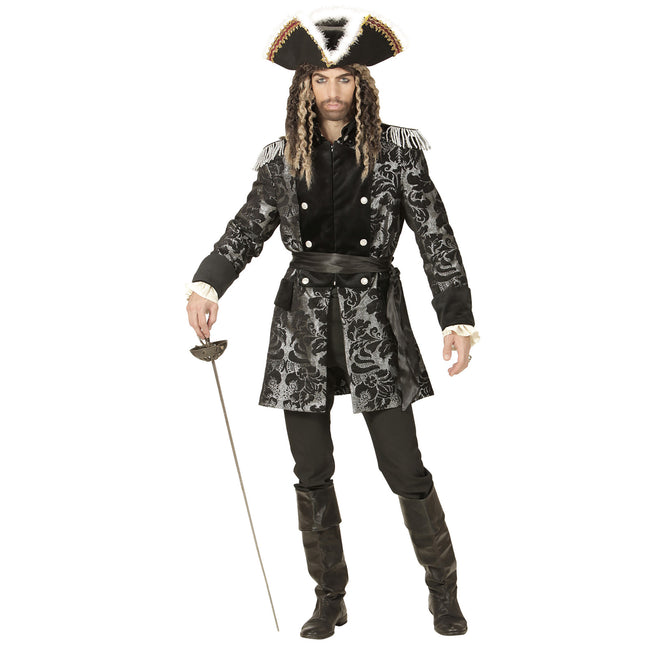 Veste Pirate Noir Argent Hommes