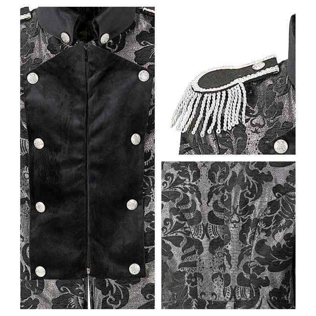 Veste Pirate Noir Argent Hommes