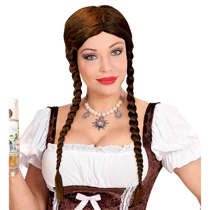 Perruque Oktoberfest Greta brune