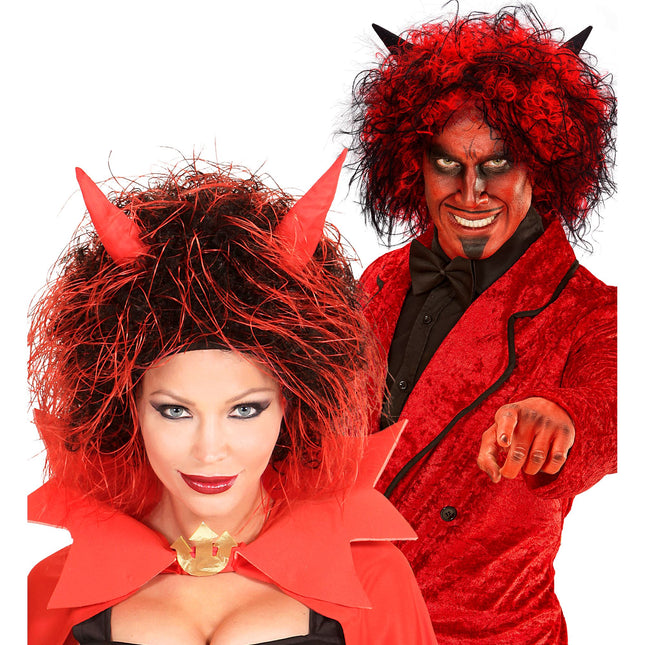 Perruque d'Halloween Diable Rouge Cheveux Courts