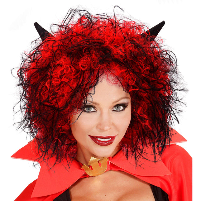 Perruque d'Halloween Diable Rouge Cheveux Courts