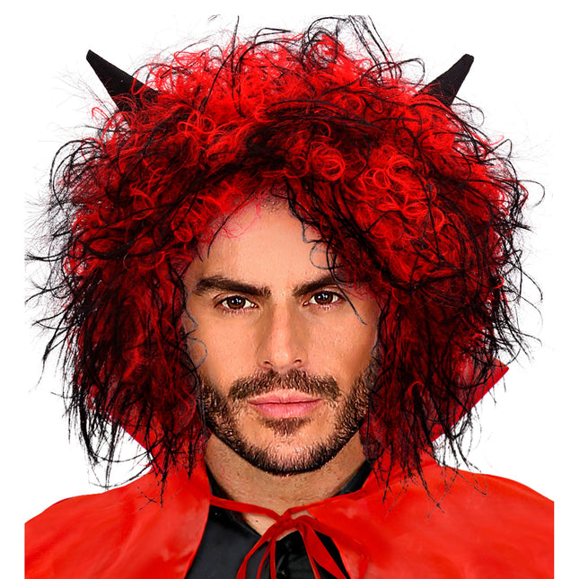 Perruque d'Halloween Diable Rouge Cheveux Courts
