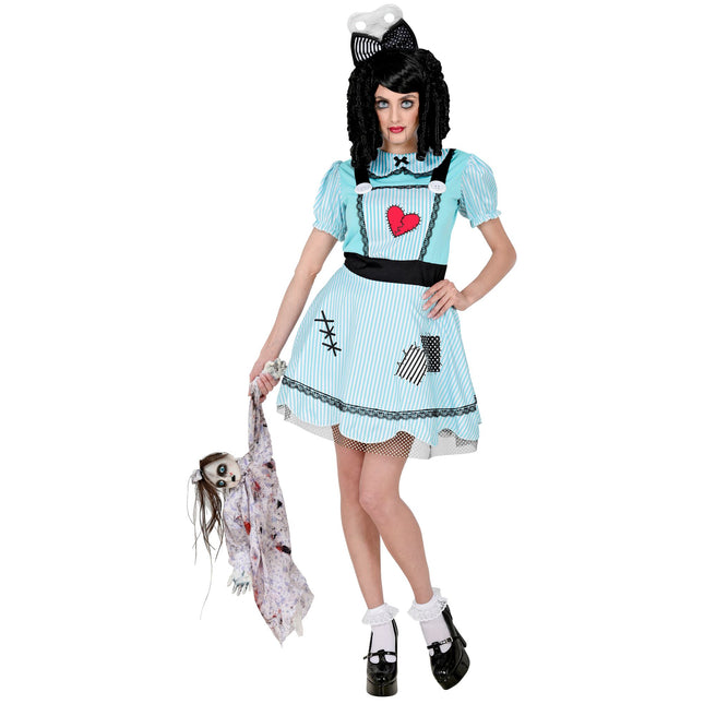 Robe d'Halloween Bleue Poupée Femme