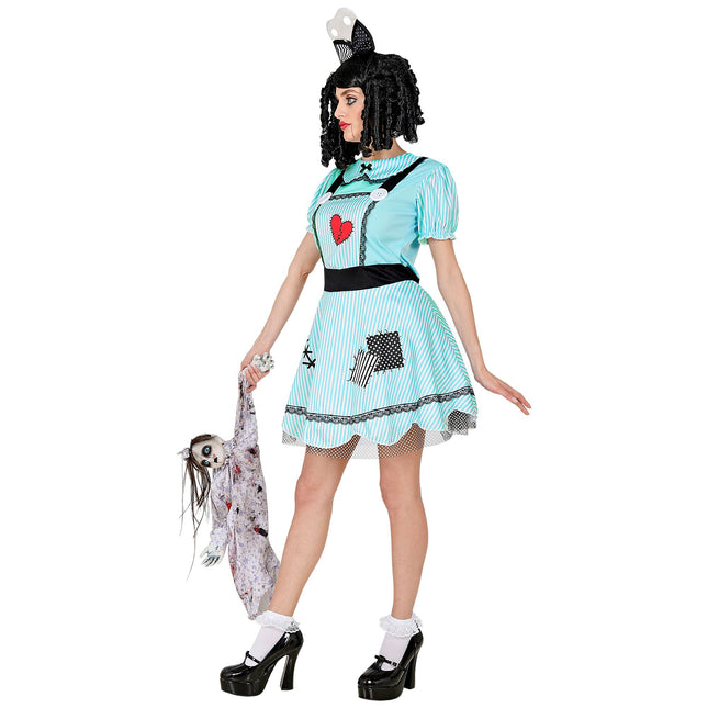 Robe d'Halloween Bleue Poupée Femme