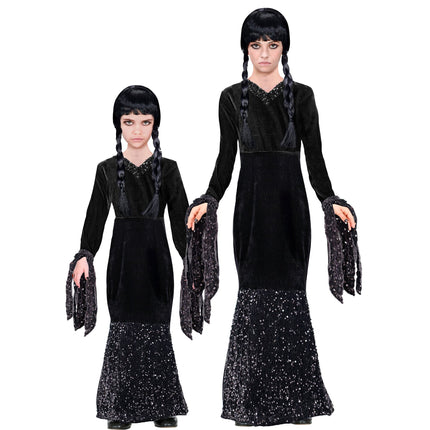 Robe d'Halloween Noire Fille Longue