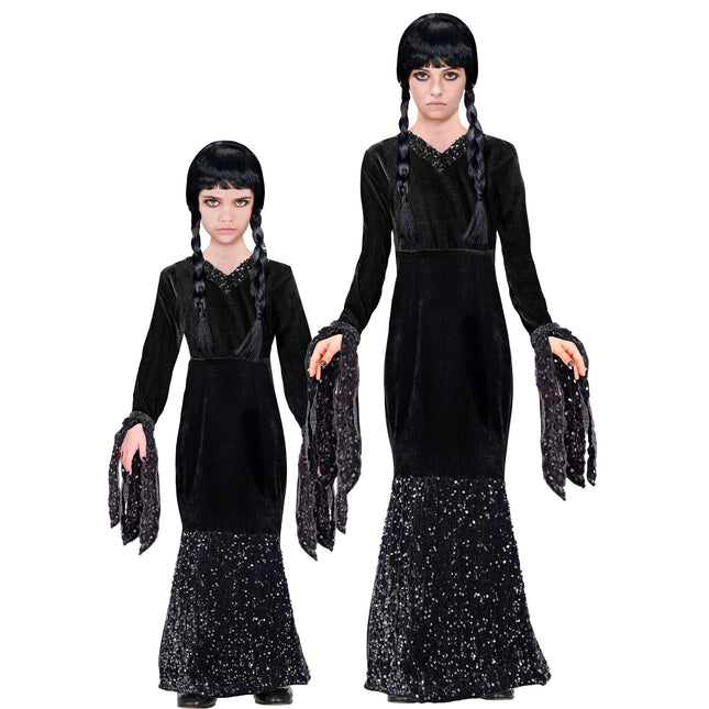 Robe d'Halloween Noire Fille Longue