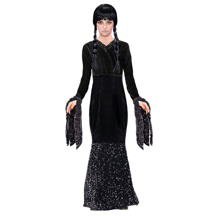 Robe d'Halloween Noire Fille Longue