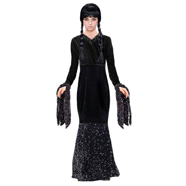 Robe d'Halloween Noire Fille Longue