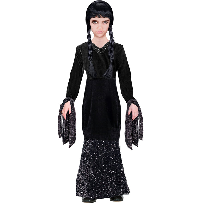 Robe d'Halloween Noire Fille Longue