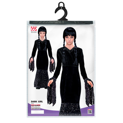 Robe d'Halloween Noire Fille Longue