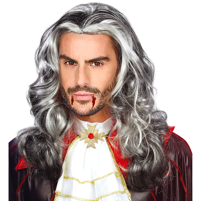 Halloween Wig Grey Men's Vampire Long