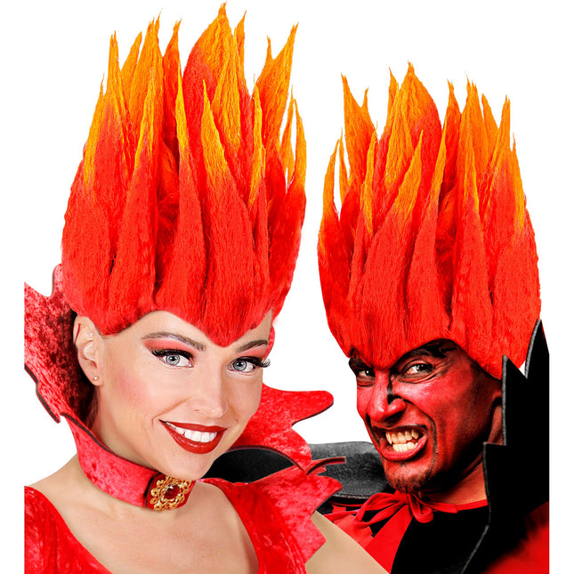 Perruque d'Halloween Orange Diablo
