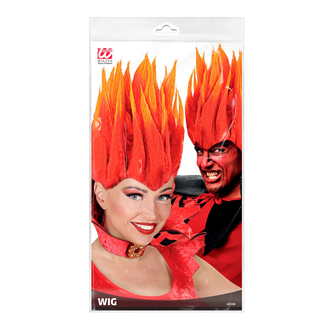 Perruque d'Halloween Orange Diablo