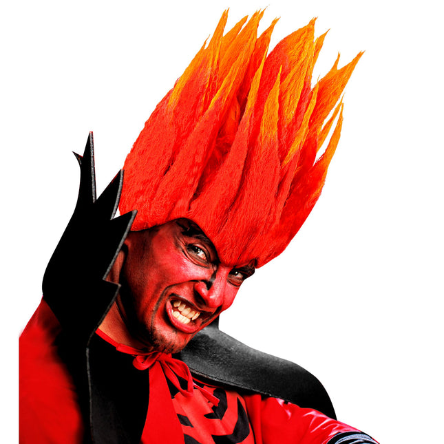 Perruque d'Halloween Orange Diablo