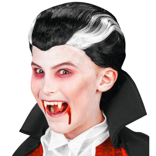 Perruque d'Halloween Vampire Noir Blanc