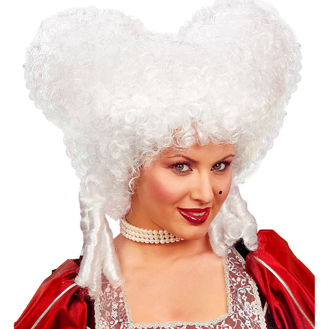 Perruque d'Halloween Blanc Baroque