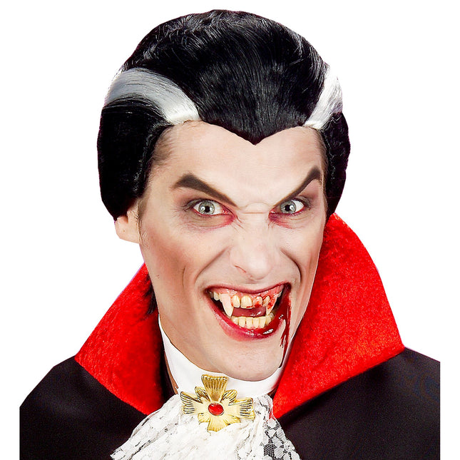 Perruque d'Halloween Vampire blanc noir pour homme