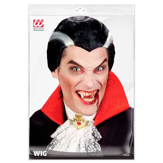 Perruque d'Halloween Vampire blanc noir pour homme