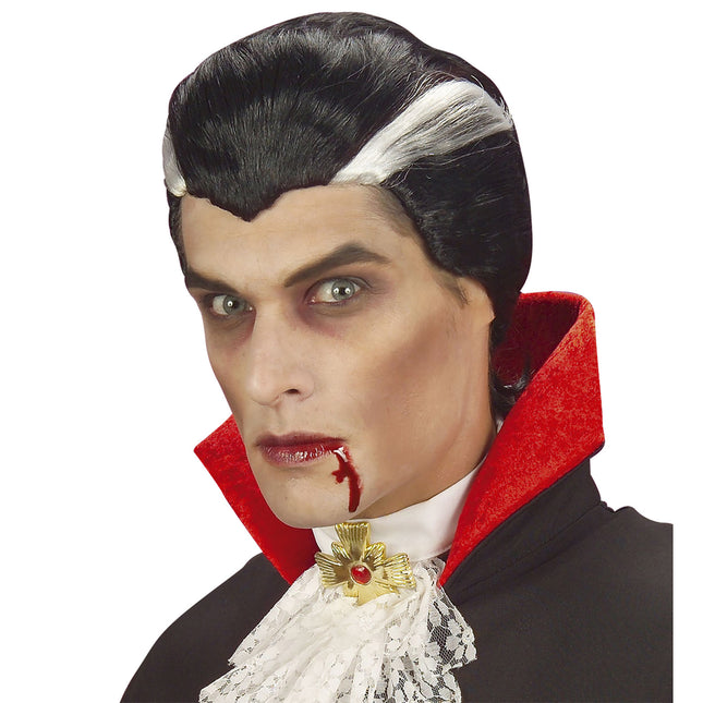 Perruque d'Halloween Vampire blanc noir pour homme