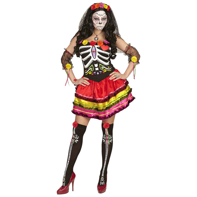 Dia De Los Muertos Dress Coloured Ladies Short
