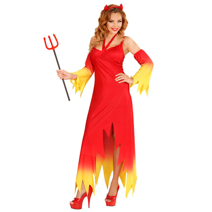 Robe d'Halloween Rouge Jaune Dames Diable