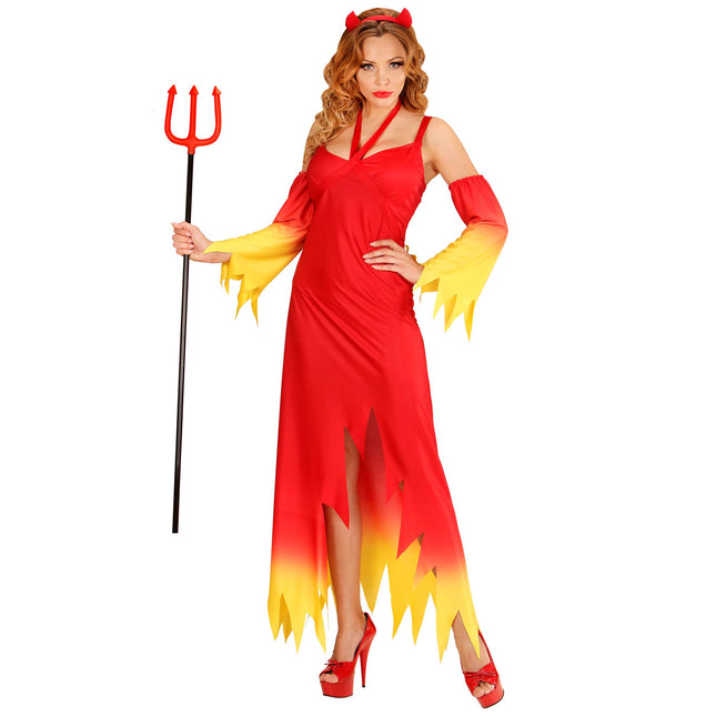 Robe d'Halloween Rouge Jaune Dames Diable