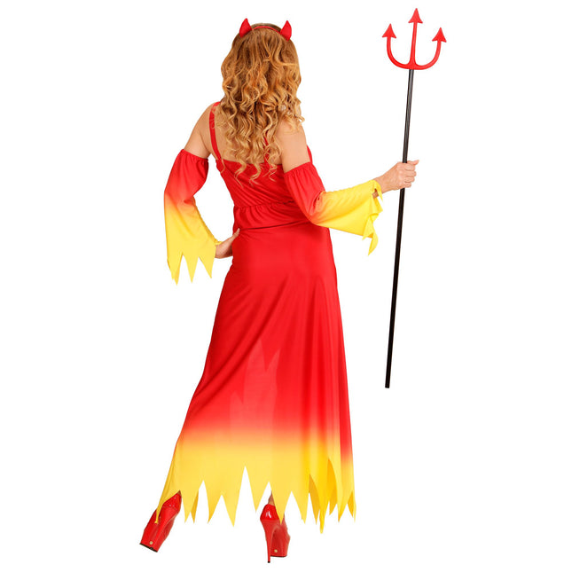 Robe d'Halloween Rouge Jaune Dames Diable