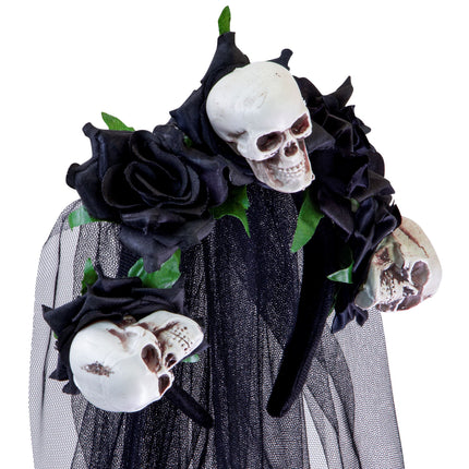 Halloween Hairband Bridal Veil Skull And Rose