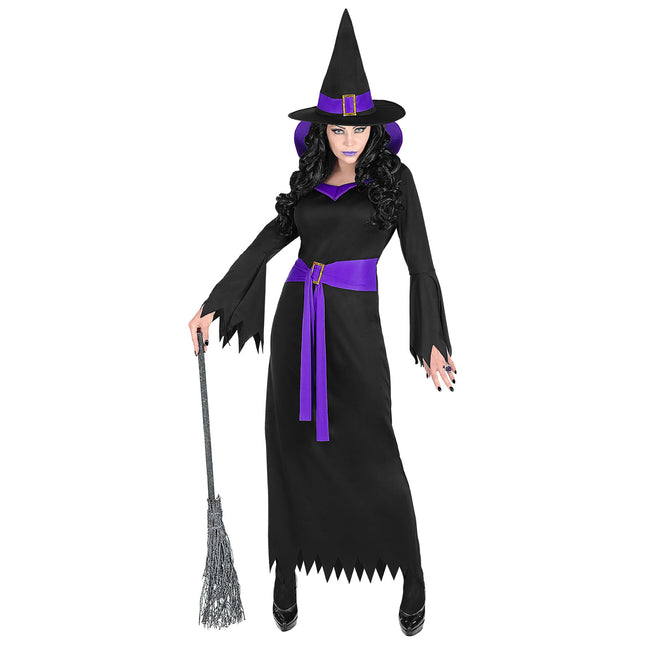 Robe d'Halloween Noir Violet Dames Sorcière