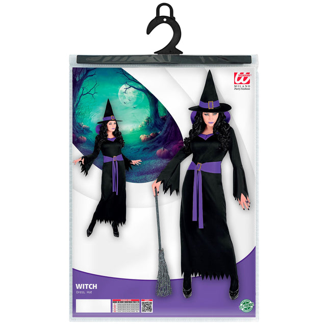 Robe d'Halloween Noir Violet Dames Sorcière