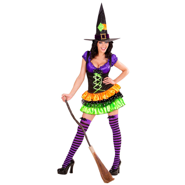 Robe d'Halloween Coloured Ladies Witch Glamour