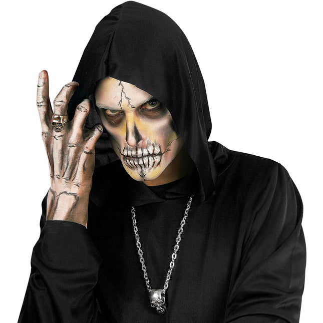 Collier d'Halloween crâne argenté