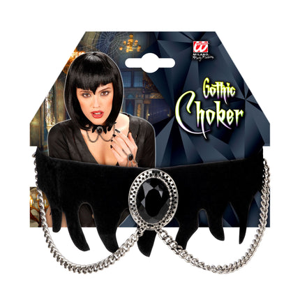 Collier d'Halloween en velours avec pierres précieuses