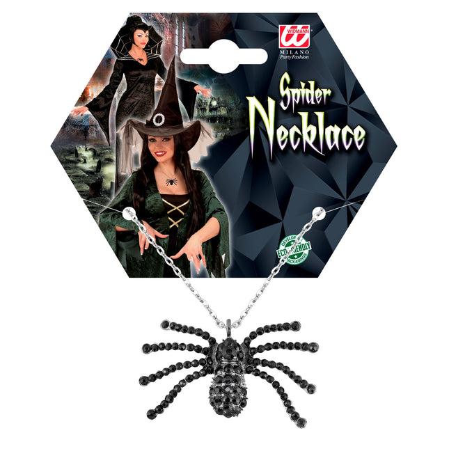 Collier d'Halloween Araignée noire avec diamants