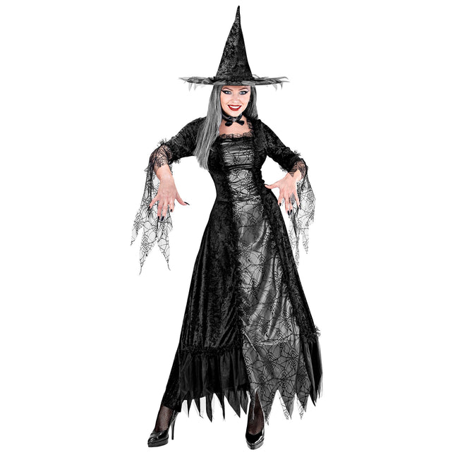 Robe d'Halloween Femme Sorcière Toile d'araignée