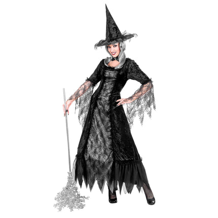 Robe d'Halloween Femme Sorcière Toile d'araignée