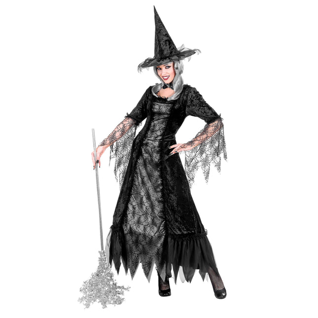 Robe d'Halloween Femme Sorcière Toile d'araignée
