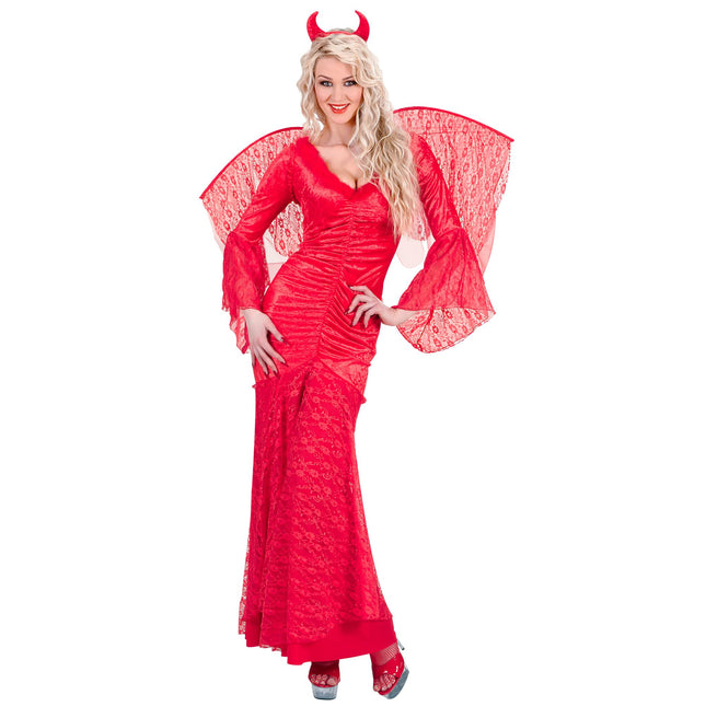 Costume d'Halloween Rouge Dames Diable Dentelle